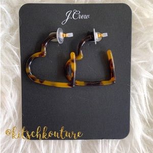 J. Crew Heart Hoop Earrings